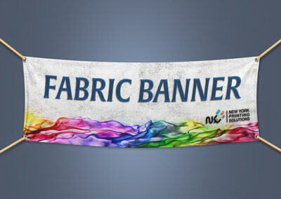 a sample of a fabric banner hanging on wall