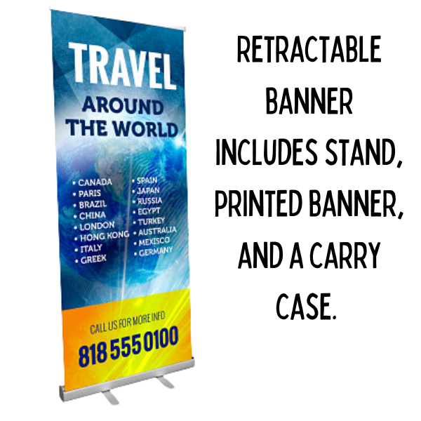 retractable banner includes stand and carry case